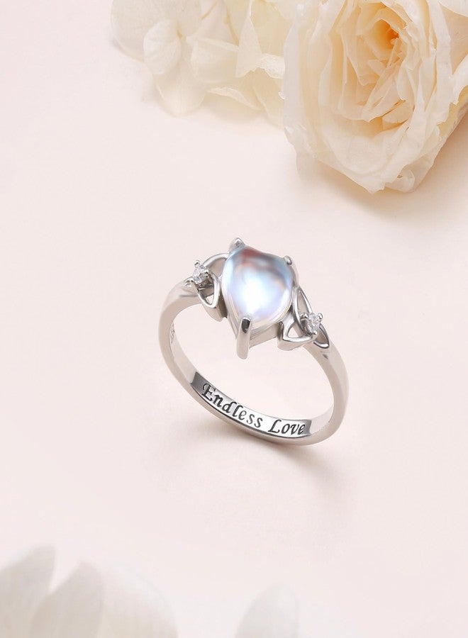 DAOCHONG Celtic Knot Ring For Women Heart Trinity Rings 925 Sterling Silver Infinity Moonstone Vintage Engagement Celtic Jewelry High Polish Tarnish Resistant Eternity Wedding Band Stackable Ring (6) - Image 3
