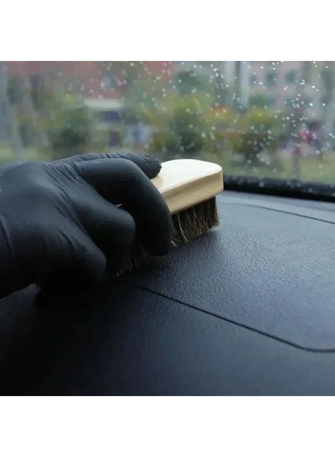 Horsehair Car Detailing Brush Soft Bristles For Interior Cleaning Leather Care Redwood Color - Image 3
