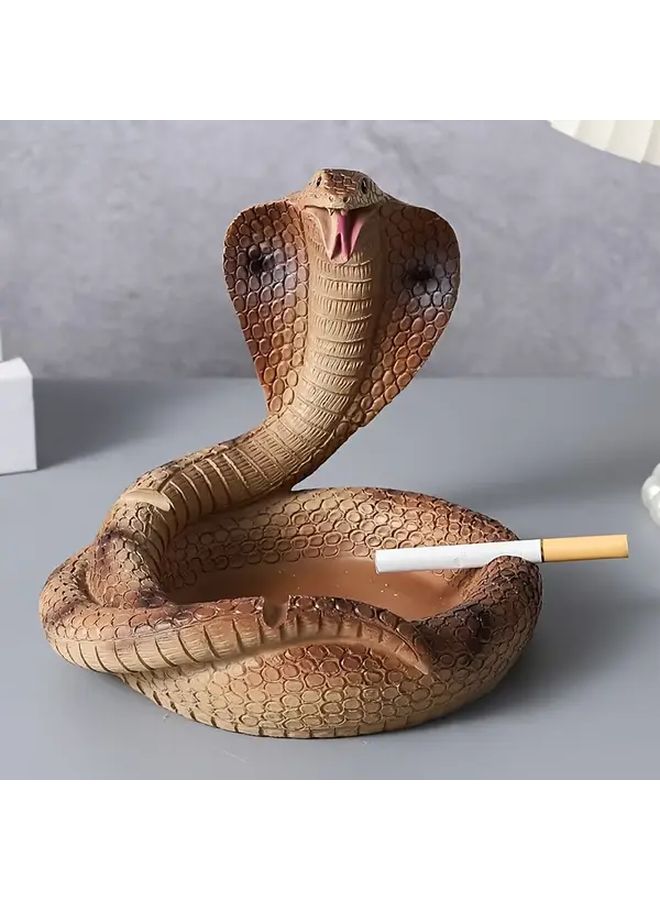 Black Resin Ashtray Realistic Snake Design Expressive Eyes Mouth Marble Texture No Electricity Needed Living Room Bedroom Office Decor Unique Gift Boyfriend Father S Day Birthday Home Decoration Tropical Style - Image 5