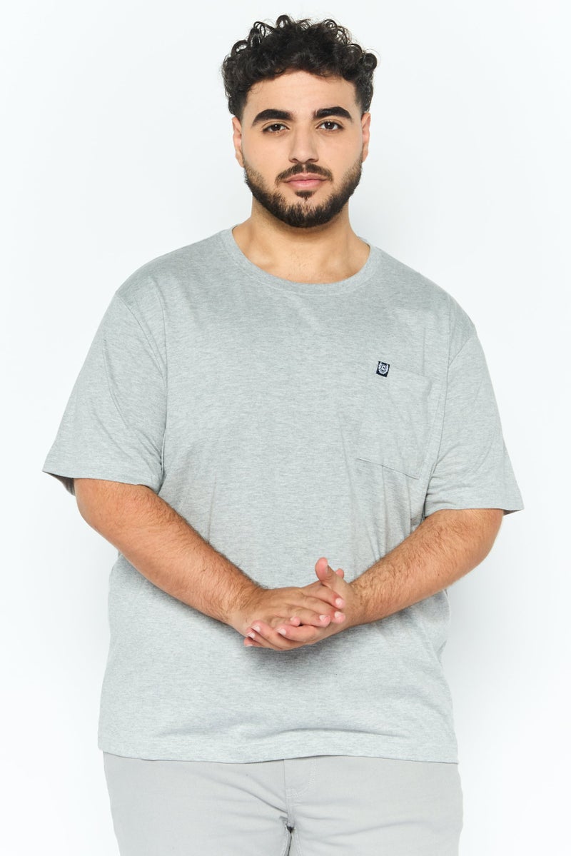 Chaps Men Crew Neck Short Sleeve Brand logo T-Shirts, Grey - Image 1