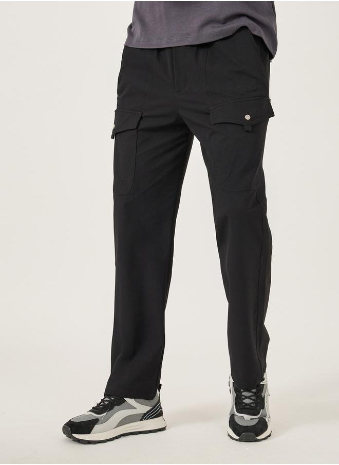 Fort Collins Mid Rise Straight Fit Track Pant with Drawstring by Styli  - Image 1