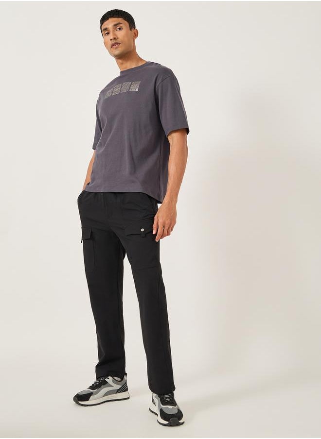 Fort Collins Mid Rise Straight Fit Track Pant with Drawstring by Styli  - Image 2