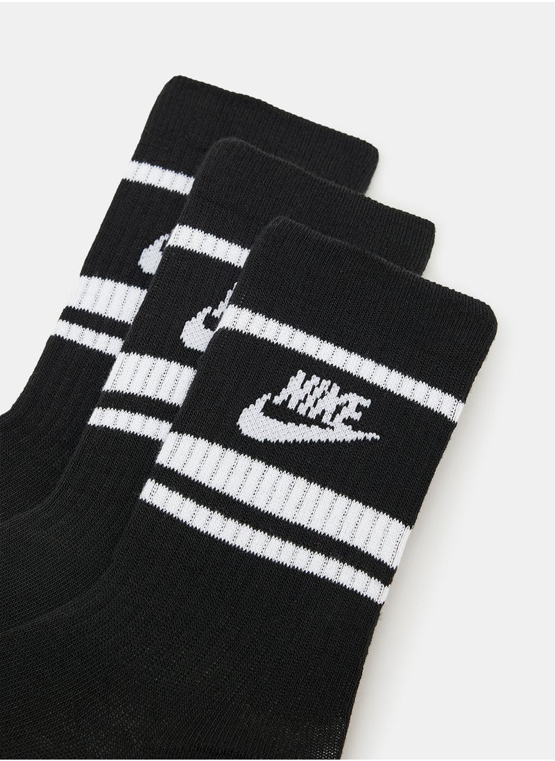 Nike Unisex Everyday Essential Stripes Crew Socks (Pack of 3)  - Image 2