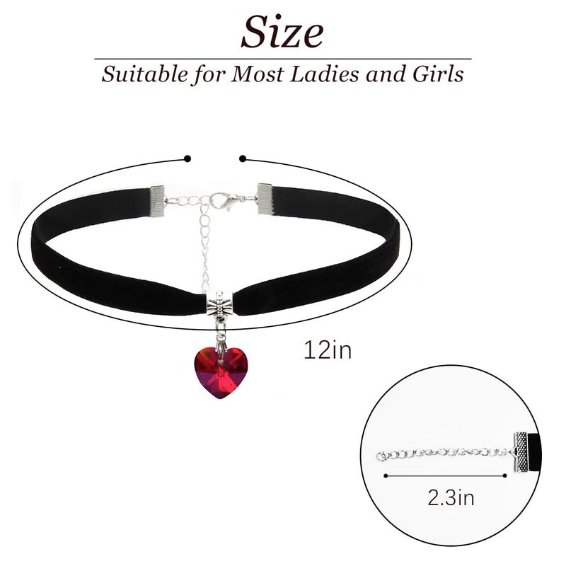 ISCASSE Black Choker Necklaces for Woman Love Heart Choker Necklace Adjustable Velvet Choker Soft Collar Chain Red Heart Valentine Necklace Halloween Cosplay Party - Image 4