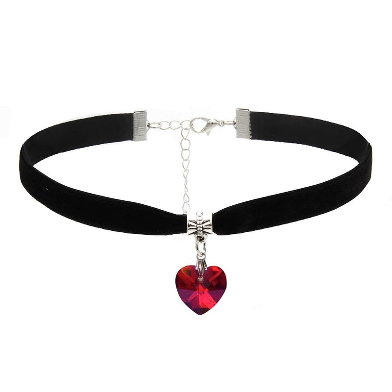 ISCASSE Black Choker Necklaces for Woman Love Heart Choker Necklace Adjustable Velvet Choker Soft Collar Chain Red Heart Valentine Necklace Halloween Cosplay Party - Image 1