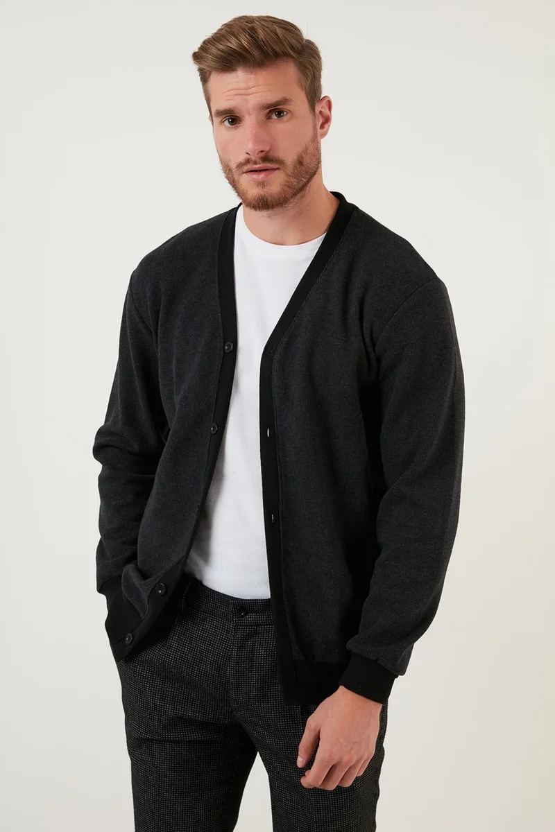 بوراتي Cotton Regular Fit Buttoned V-Neck Cardigan Men's Cardigan 456205
