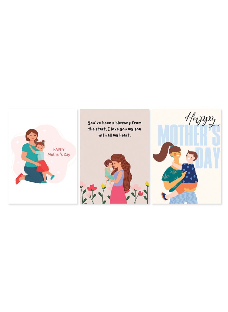 ماركتنا لوحة جدارية فنية لتزين الحائط بتصميم عيد الأم، ثلاث قطع ،مقاس120X60سم - Image 2