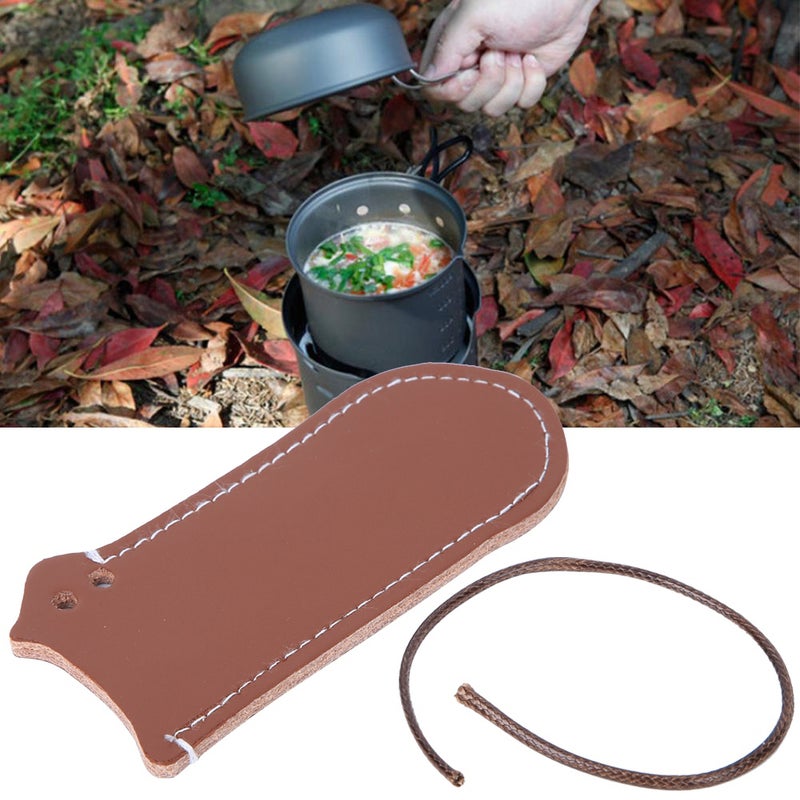 Outdoor Cast Iron Frying Pan Artificial Cowhide Handle Sleeve Foldable Protective Cover Anti Scald Heat Insulation(Handle Cover ) - Image 5