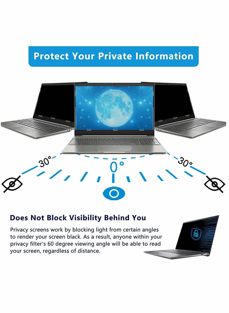 15.6 Inch Laptop Privacy Screen Filter Anti Blue Light Screen Protector, Compatible with HP Dell Asus Acer Sony Samsung Lenovo Toshiba,16:9 Removable Aspect Ratio Screen Filter Laptop Privacy - Image 4