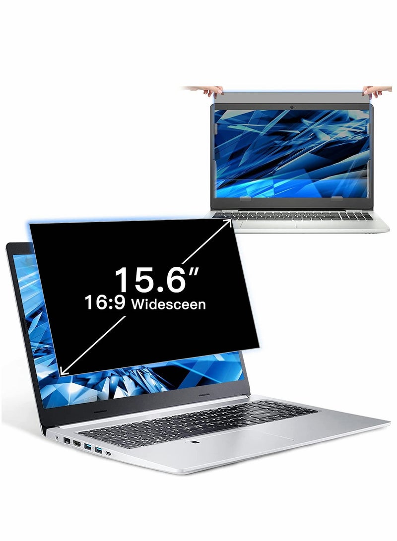 15.6 Inch Laptop Privacy Screen Filter Anti Blue Light Screen Protector, Compatible with HP Dell Asus Acer Sony Samsung Lenovo Toshiba,16:9 Removable Aspect Ratio Screen Filter Laptop Privacy - Image 1