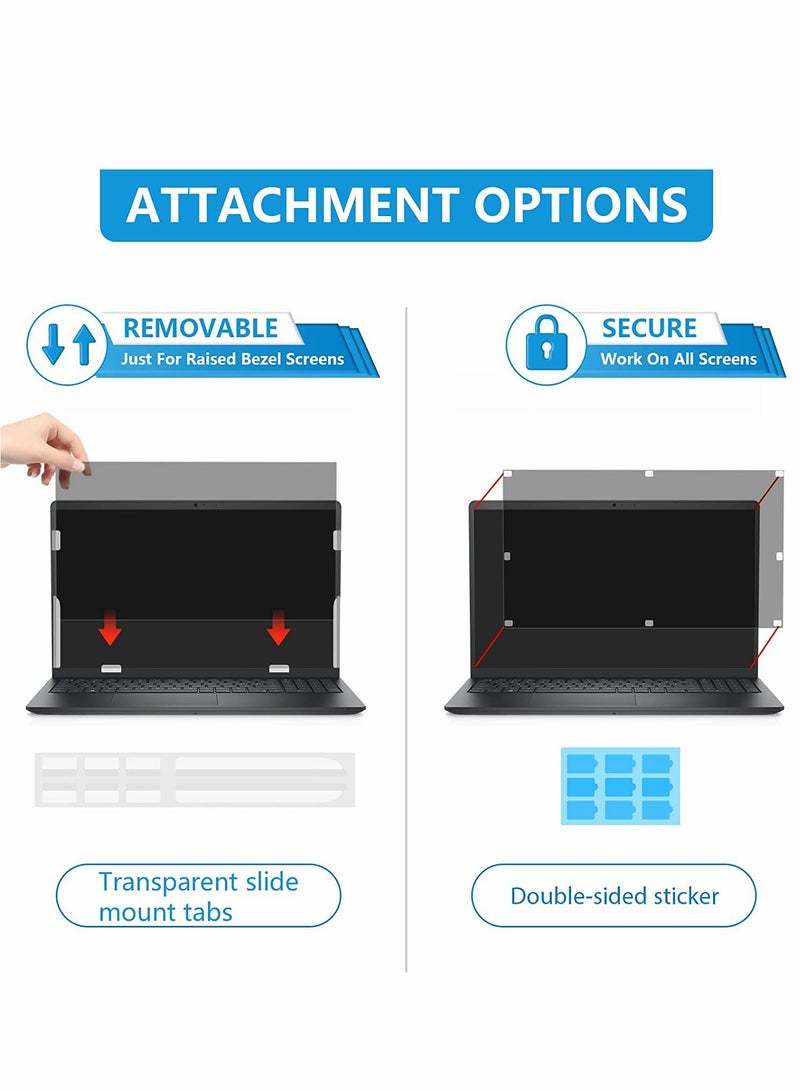 15.6 Inch Laptop Privacy Screen Filter Anti Blue Light Screen Protector, Compatible with HP Dell Asus Acer Sony Samsung Lenovo Toshiba,16:9 Removable Aspect Ratio Screen Filter Laptop Privacy - Image 3