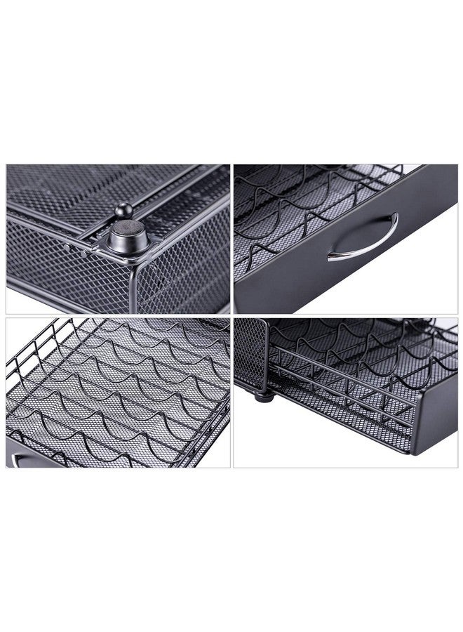 فلاج شيب حامل كبسولات فيرتو الرائد، درج تخزين لكبسولات نسبرسو فيرتو، صينية درج منظم مع رفوف شبكية لكبسولات نسبرسو فيرتو، حامل معدني أسود (سعة 40 كبسولة) - Image 3