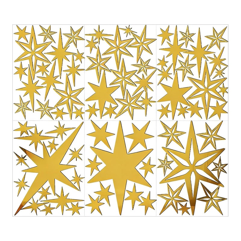 Gold 3D Acrylic Star Wall Decals 78 Pieces Removable Fun Wall Decor Stickers Premium Home Accent - Image 2