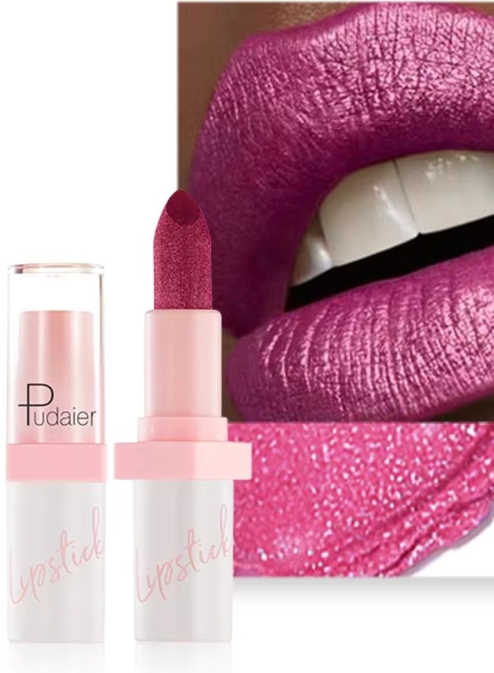 pudaier Pearlized Lipstick Diamond Glitter Matte Lipstick Long Lasting Waterproof Metallic Bronze Lip Gloss Gold Bronze Sparkling High Pigment Non Stick Lip Stain Full Coverage Tinted Lip Balm 02 - Image 1
