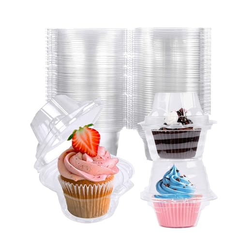 NPLUX 25 Pack Individual Cupcake Containers Plastic Cupcake Boxes Cupcake Holders Stackable Deep Dome Cupcake Carrier - Image 2