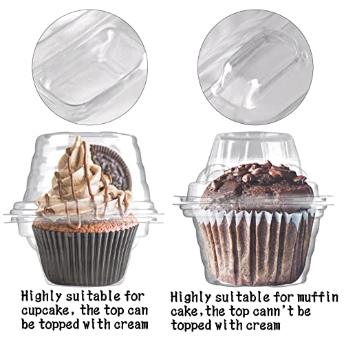 NPLUX 25 Pack Individual Cupcake Containers Plastic Cupcake Boxes Cupcake Holders Stackable Deep Dome Cupcake Carrier - Image 4