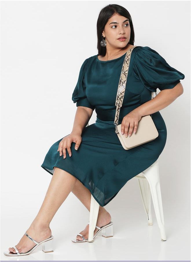 Plus Size Boat Neck Gathered Detail A-Line Midi Dress - pzsku/Z2C274668A8B61A8A325BZ/45/_/1738970524/40c24bb8-4e6f-4a0d-80d2-3c85c974017a