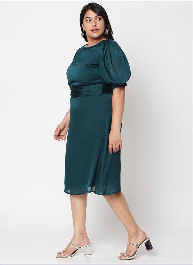 Plus Size Boat Neck Gathered Detail A-Line Midi Dress - pzsku/Z2C274668A8B61A8A325BZ/45/_/1738970525/667d3b7b-79de-4dcb-a4a2-141c99449cf5