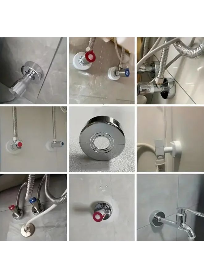Chrome Plated Plastic Wall Pipe Covers 2pcs Adjustable Split Flange Easy Installation - Image 2