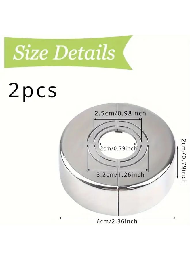 Chrome Plated Plastic Wall Pipe Covers 2pcs Adjustable Split Flange Easy Installation - Image 3
