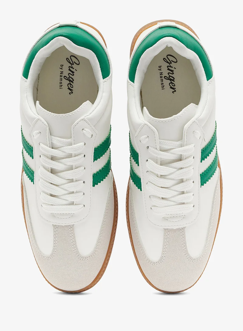 Ginger White/Green Retro Court Sneakers for Women | Best Price UAE
