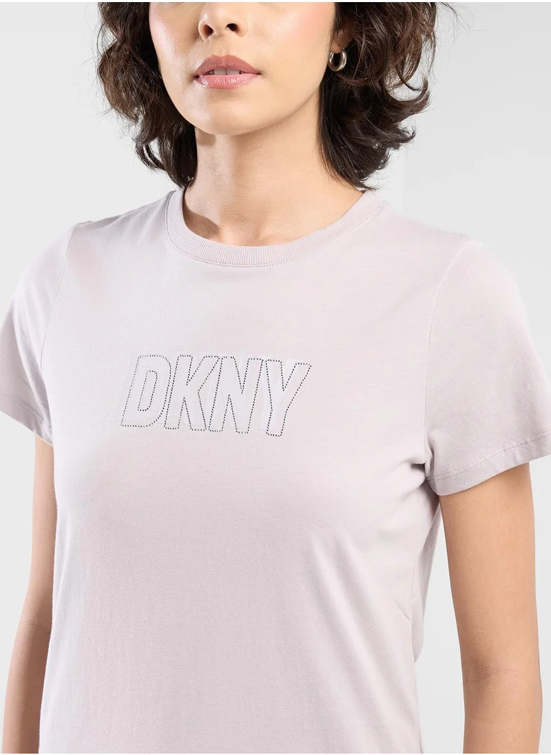 دي كاي أن واي سبورت Crew Neck Logo Printed T-Shirt