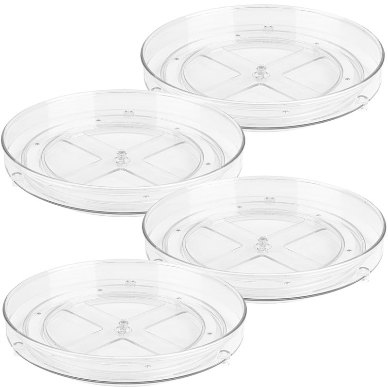 Oizeir Clear Lazy Susan Turntable Organizer (Pack of 4) 9 Inch Acrylic Rotating Storage for Cabinet, Pantry, Fridge, Bathroom, and Vanity Countertops - Image 1