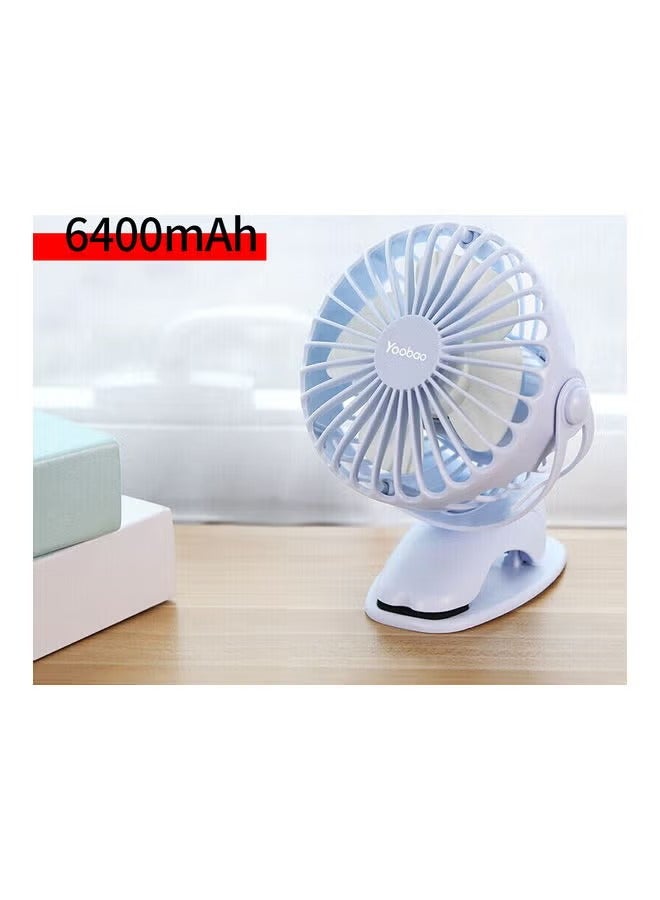 Y-F04 USB Rechargeable Handheld Mini Clip Desktop 4-Level Small Electrical Fan Blue - Image 1