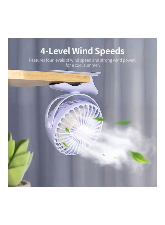 Y-F04 USB Rechargeable Handheld Mini Clip Desktop 4-Level Small Electrical Fan Blue - Image 4