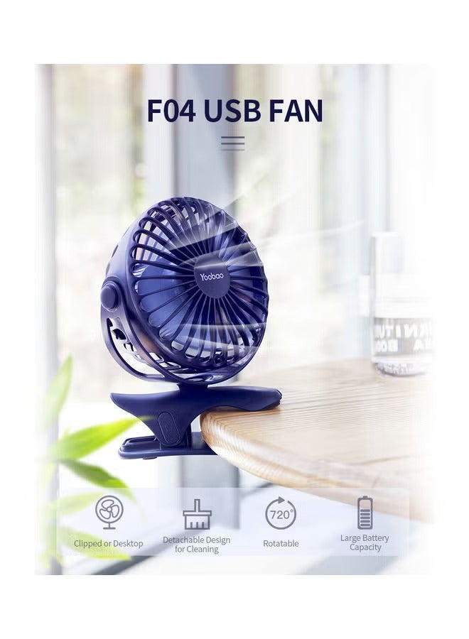 Y-F04 USB Rechargeable Handheld Mini Clip Desktop 4-Level Small Electrical Fan Blue - Image 2
