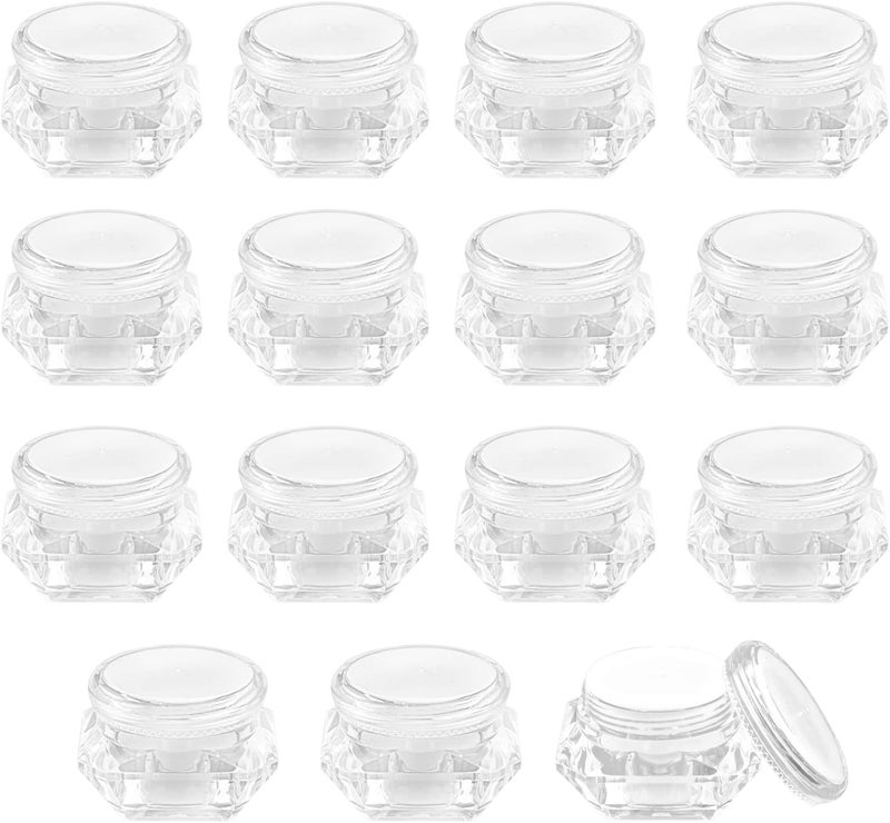 Wresty 15 Pcs 10g Cosmetic Containers Diamond Shape Plastic Pot Jars Empty Travel Makeup Sample Container With Screw Lids For Cream Lotion Lip Balm Eyeshadow Nails Powder