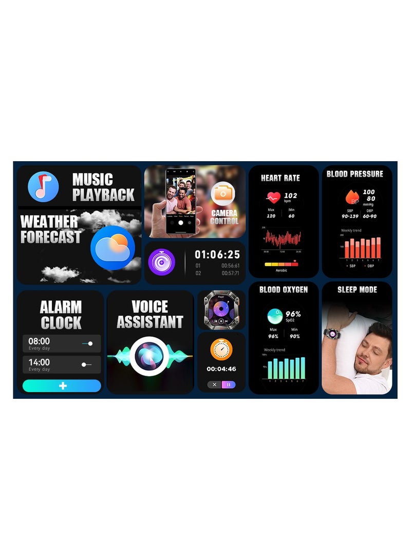 W4YOU Smart Watch for Men, 2.0" Full Touch Screen Smartwatch with Bluetooth Make/Answer Calls, Fitness Tracker with Heart Rate SpO2 Sleep Monitor, Pedometer, 107 Sports Modes, Calories - Image 3