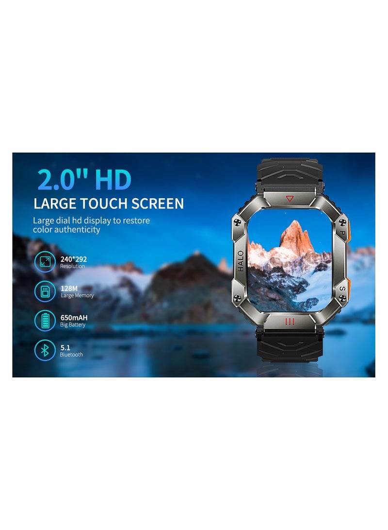 W4YOU Smart Watch for Men, 2.0" Full Touch Screen Smartwatch with Bluetooth Make/Answer Calls, Fitness Tracker with Heart Rate SpO2 Sleep Monitor, Pedometer, 107 Sports Modes, Calories - Image 4