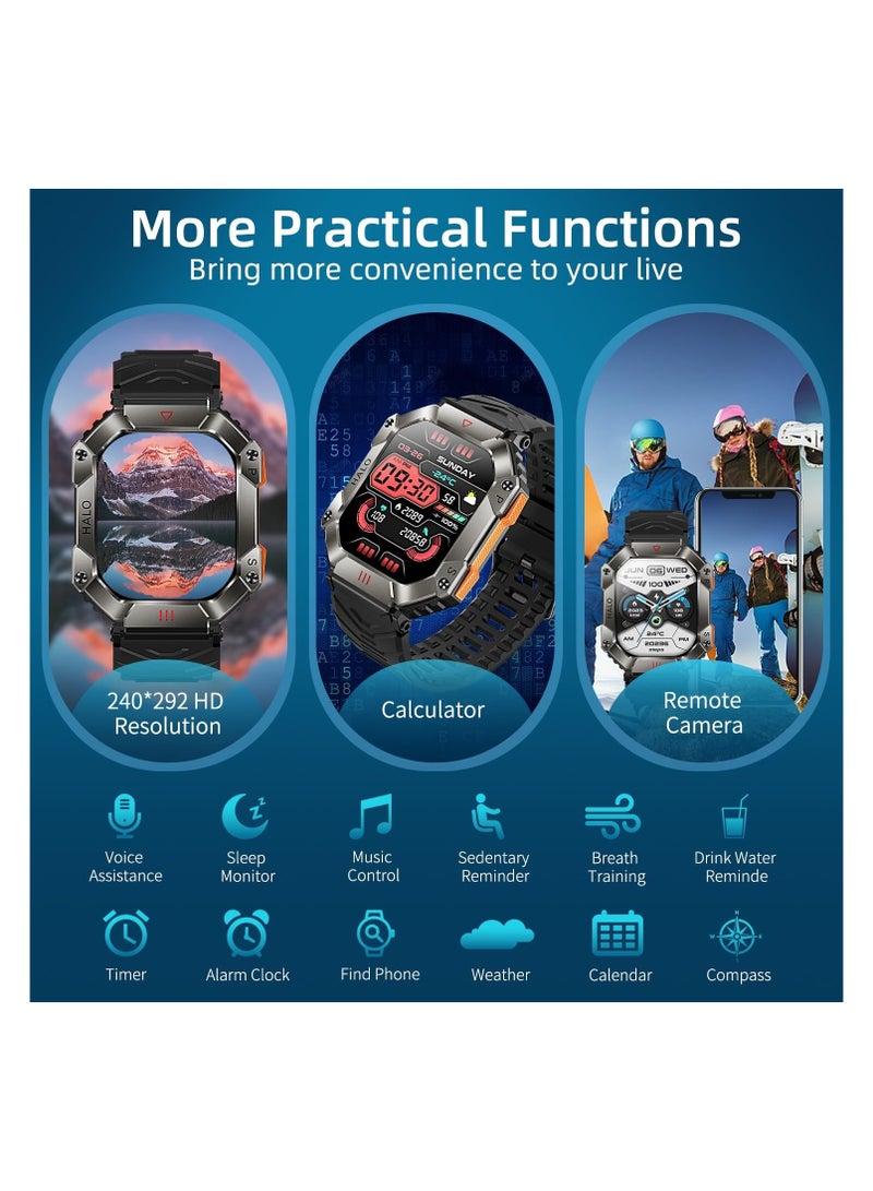 W4YOU Smart Watch for Men, 2.0" Full Touch Screen Smartwatch with Bluetooth Make/Answer Calls, Fitness Tracker with Heart Rate SpO2 Sleep Monitor, Pedometer, 107 Sports Modes, Calories - Image 5