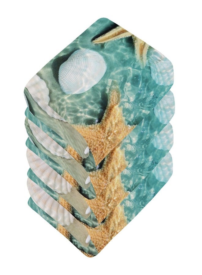 WELLDAY Seashell Starfish Summer Beach Washcloths, 2 Pack 12 X 12 Inches Cotton Wash Cloths, Highly Absorbent and Soft Face Towels for Bathroom,Gym,Hotel and Spa - Image 3