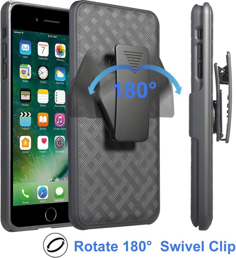 Ailiber Compatible with iPhone SE 2022 Case, iPhone SE 2020/ iPhone 7/8 Case Holster with Screen Protector, Swivel Belt Clip Kickstand, Slim Shell Protective Phone Cover for iPhone SE(3rd Gen)-Black - Image 5