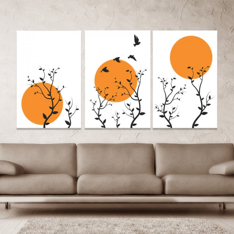 Marktna Three luxurious modern canvas prints with a hollow frame, measuring (90×40), three pieces - Image 1