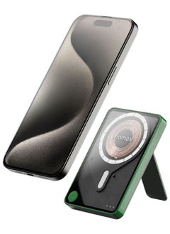 Momax Momax 1-Power X PRO 5000mAh Magnetic Wireless Power Bank with Stand and Built-in USB-C Cable - Green  - Image 3