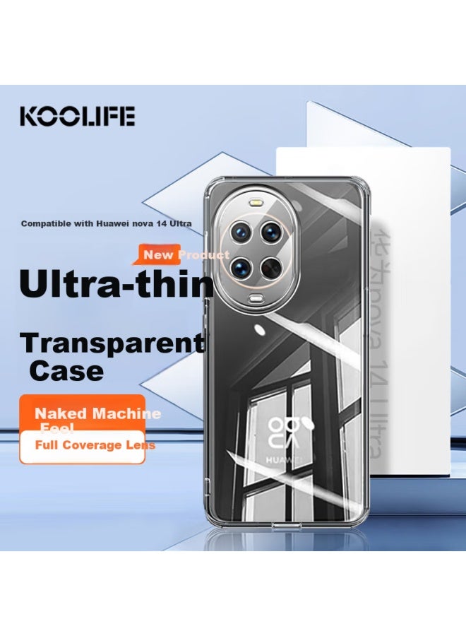 Koolife Phone Case For Huawei Nova 14 Ultra, Protective Cover For Huawei Phone, Full Lens Protection, Simple Skin-Friendly Transparent Soft Shell, Fingerprint-Resistant Back Cover