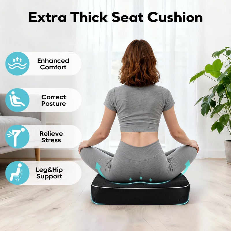 Himake Thick Chair Cushions, Office Booster Seat Cushion to Tailbone Pain Relief, Non Slip Memory Thick Foam Cushion with Carry Handle - Image 5