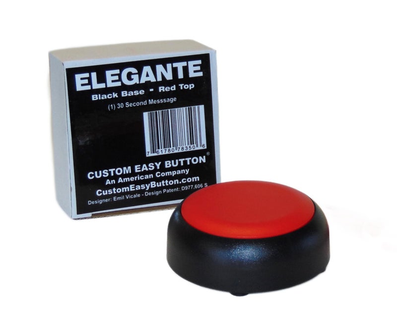 Custom Easy Button Elegante Recordable Buttons: 30-Seccond Talking Voice Recorder. American Ingenuity + Patented Italian Design. by The Original Custom Easy Button® (Black Base/Red Top - Image 3