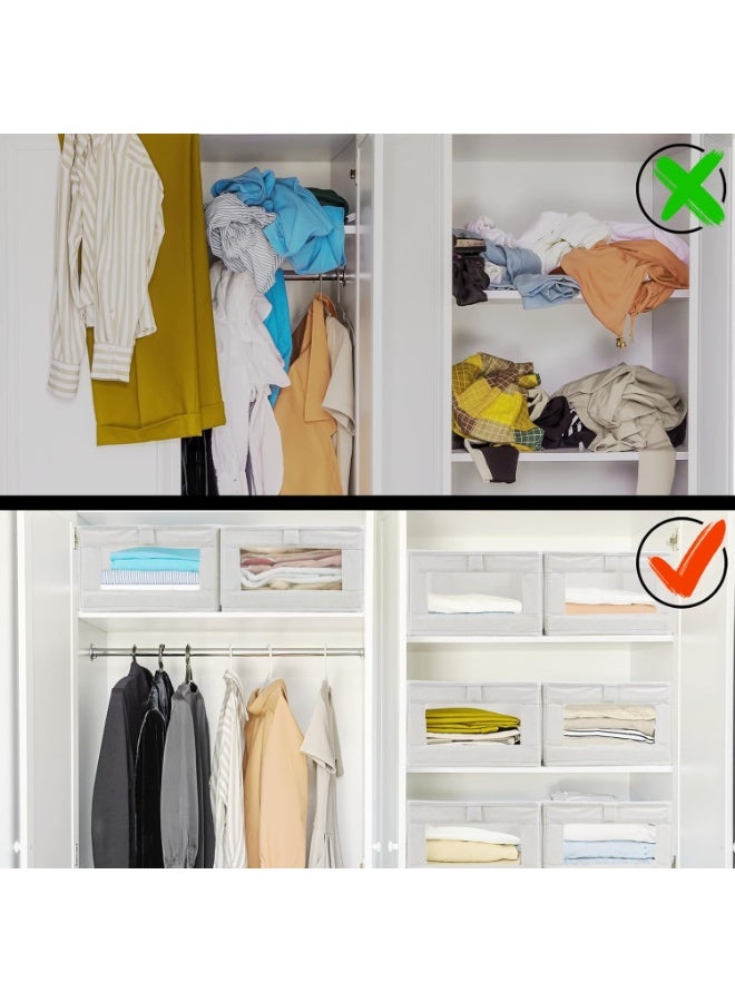 4 Pack Linen Storage Bins, Storage Containers for Organizing Clothing, Jeans, Toys, Books, Shelves, Closet, Wardrobe - Closet Organizers and Storage, Large Storage Boxes Baskets with Window - Image 4