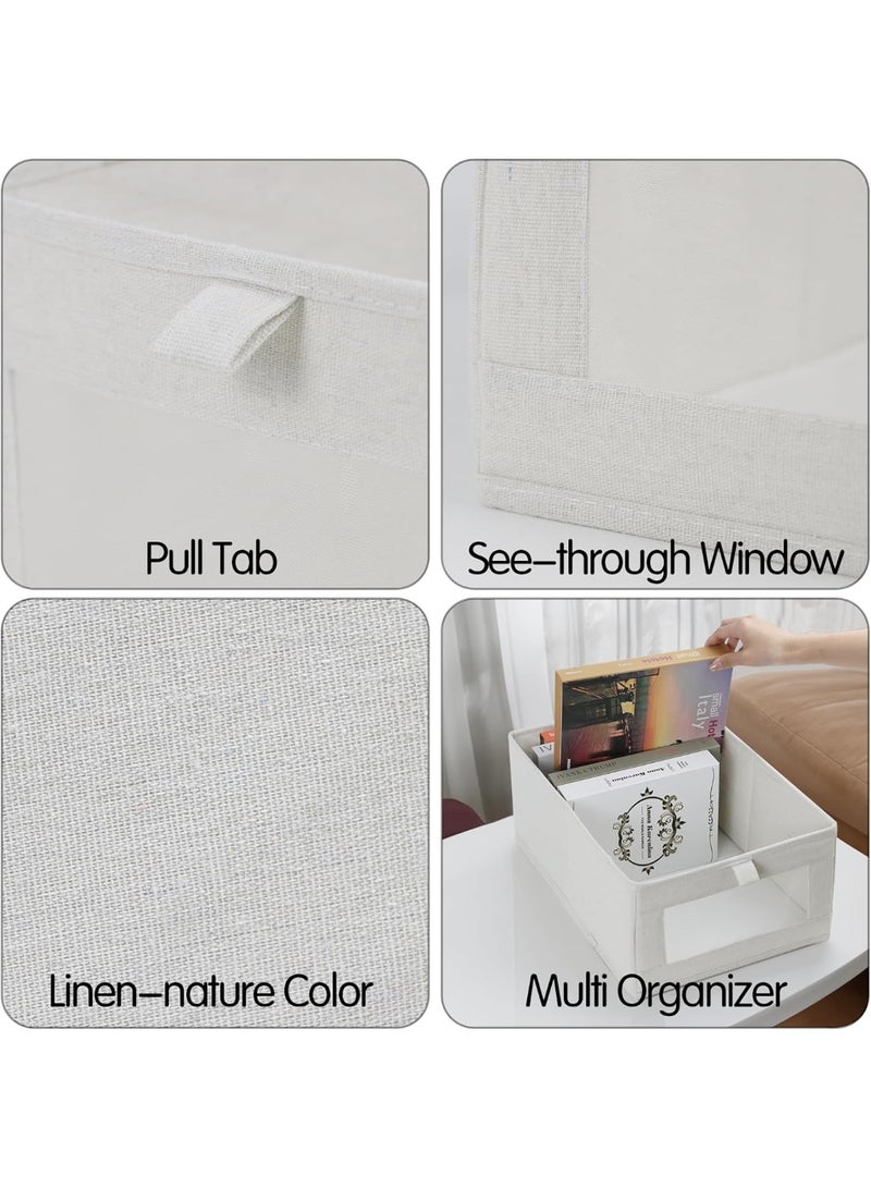 4 Pack Linen Storage Bins, Storage Containers for Organizing Clothing, Jeans, Toys, Books, Shelves, Closet, Wardrobe - Closet Organizers and Storage, Large Storage Boxes Baskets with Window - Image 5