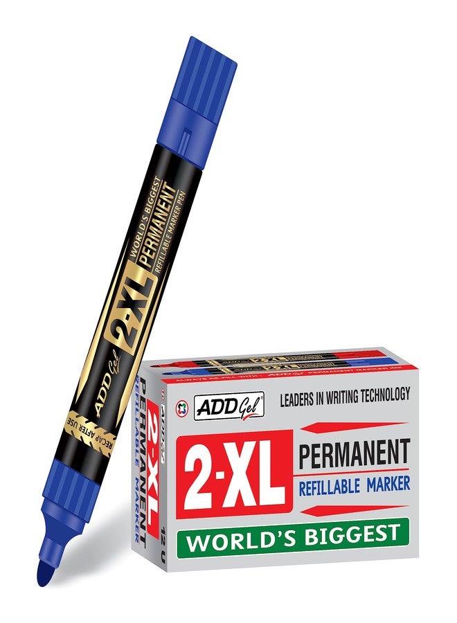 ADD Gel 2XL Permanent Refillable Marker Pack of 12 Markers (Blue) - Image 1