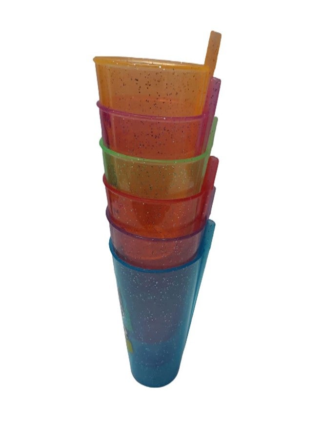 PUTHAK 6 Pcs BPA Free Fun Cartoon Printed Bright Color Straw Cup Sipper Glass for Toddler, Kids, Boys/Girls (Multicolor) PTHK-1035 - Image 2