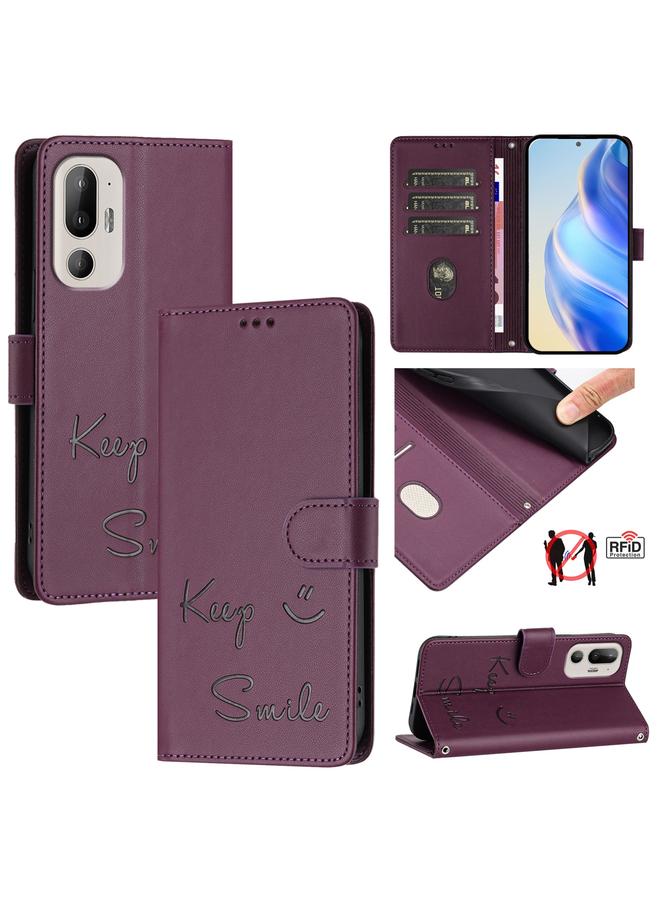S-TOP Case For HTC U24 Pro Smile Embossing RFID Leather Phone Case - Image 1