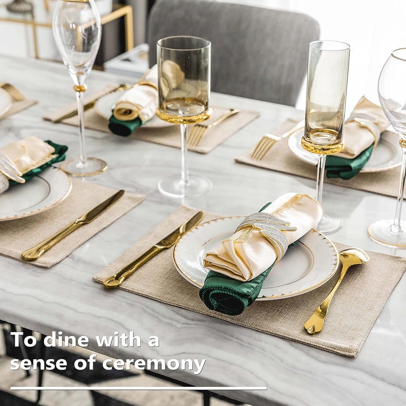 Home Brilliant Home Brilliant Burlap Linen Placemats Set of 6 Plate Mats Heat Resistant Dining Table Cloth Placemats Washable Kitchen Table Mats for Holiday Dinner 13x19 inch Light Linen  - Image 4