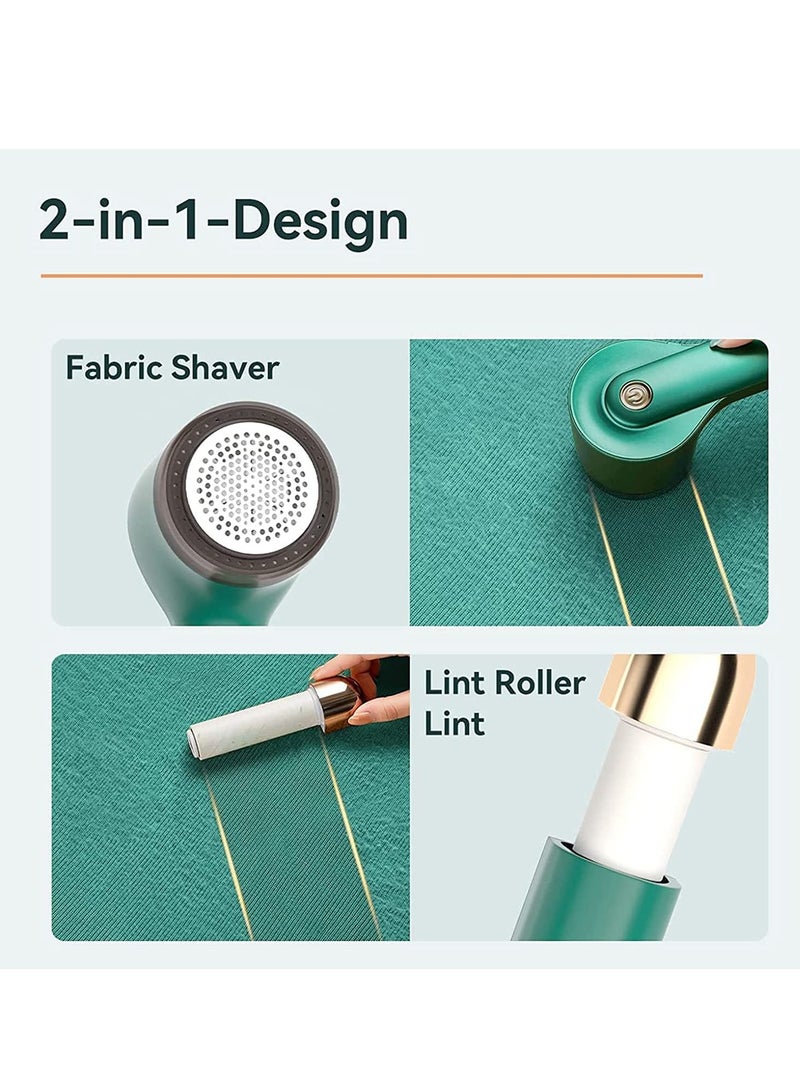 Fabric Shaver Fuzz Remover, Sweater Shaver, Electric Clothes Lint Remover Fabric Shaver 2 in 1 for Clothes Sweaters Sofas USB Lint Shaver with 2 Lint Rollers and 6-Leaf Blades(Green)  - Image 5