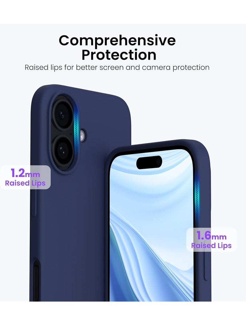 ELTRAZONE Premium Soft Liquid Silicone Case for iPhone 16 Plus – Silky and Soft Touch Series Full-Body Protective Bumper (Dark Blue) - Image 4