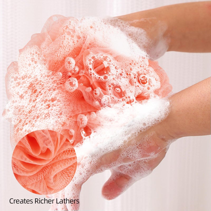 Fu Store Loofah Sponge Shower Loofahs 70g Bath Sponges Mesh Balls 4 Colors for Body Scrubber Exfoliator Wash Back Scrubber Bathroom Men Women - 4 Pack Scrubbers Cleaning Bathing Accessories - Image 2